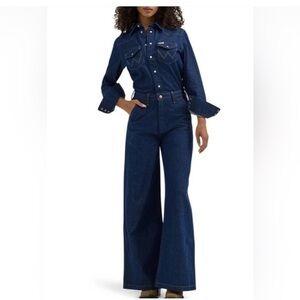 Brand new Wrangler Women's Deep Indigo Flare Jumpsuit